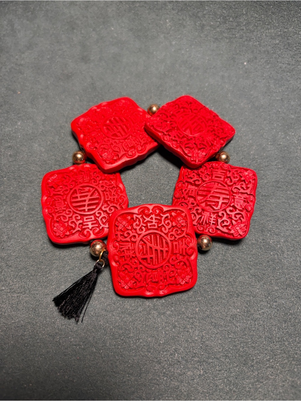 Hand Crafted Bracelet from  Vintage Red Asian Medallions